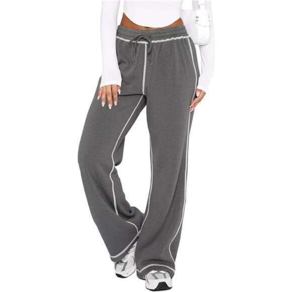 Wide Leg Sweatpants Women High Waisted Joggers Lounge Pants Soft Fleece - Picture 1 of 7